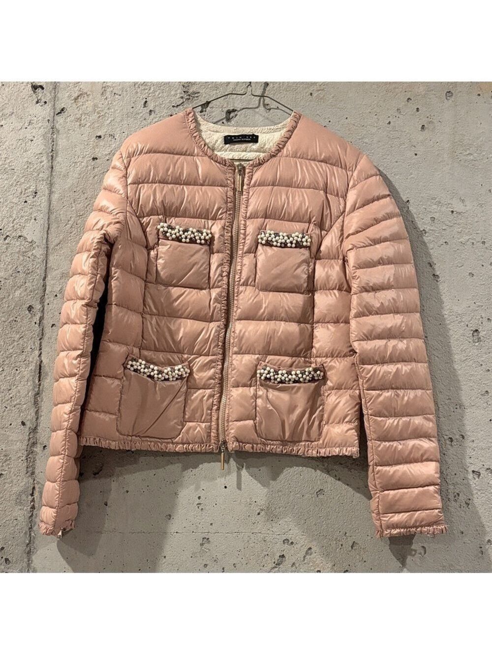 Twin Set-Simona Barbieri Blush Pink Puffer Jacket W/Bead Embellishment - Sz L